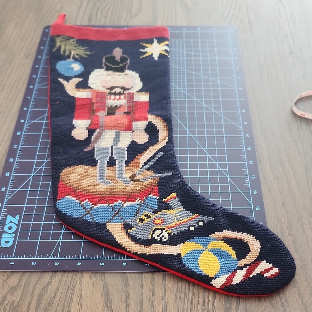 Festive Nutcracker Needlepoint Christmas Stocking
